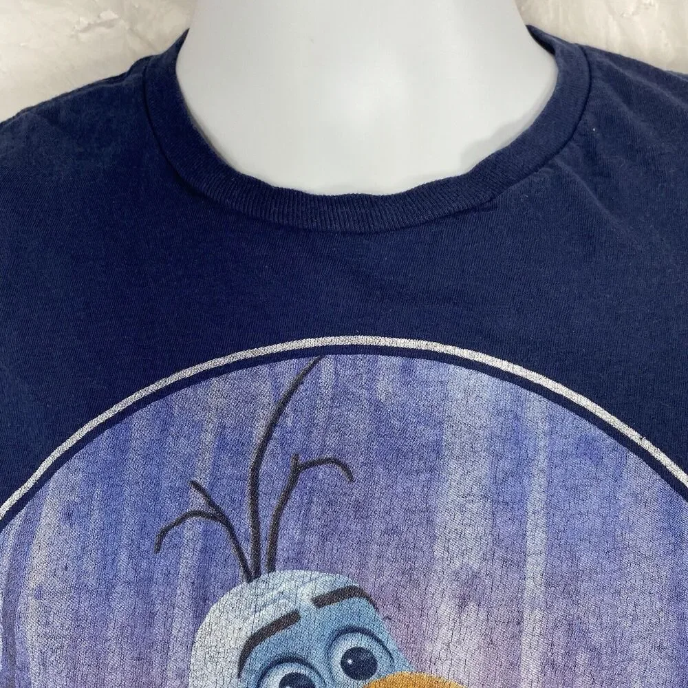 Disney Frozen II Men's Large Olaf The Snowman Chillin Navy Blue Graphic T Shirt - Picture 2 of 9